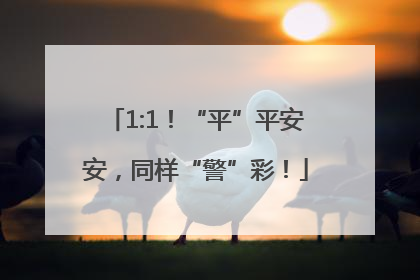 1:1！“平”平安安，同样“警”彩！